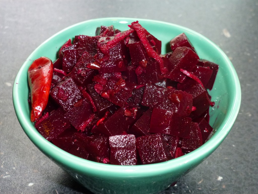 Pickled beetroots with chili and cloves